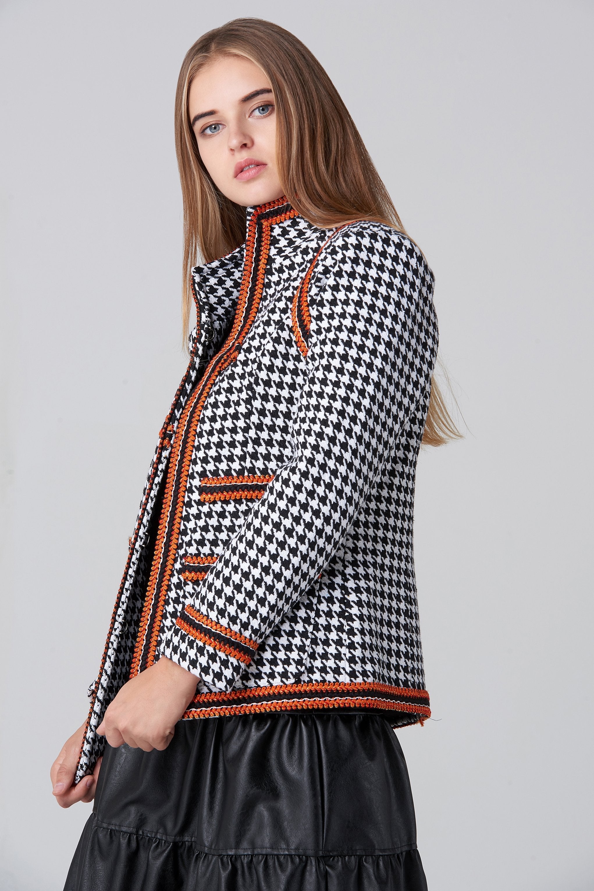 Copper Braid Houndstooth Blazer