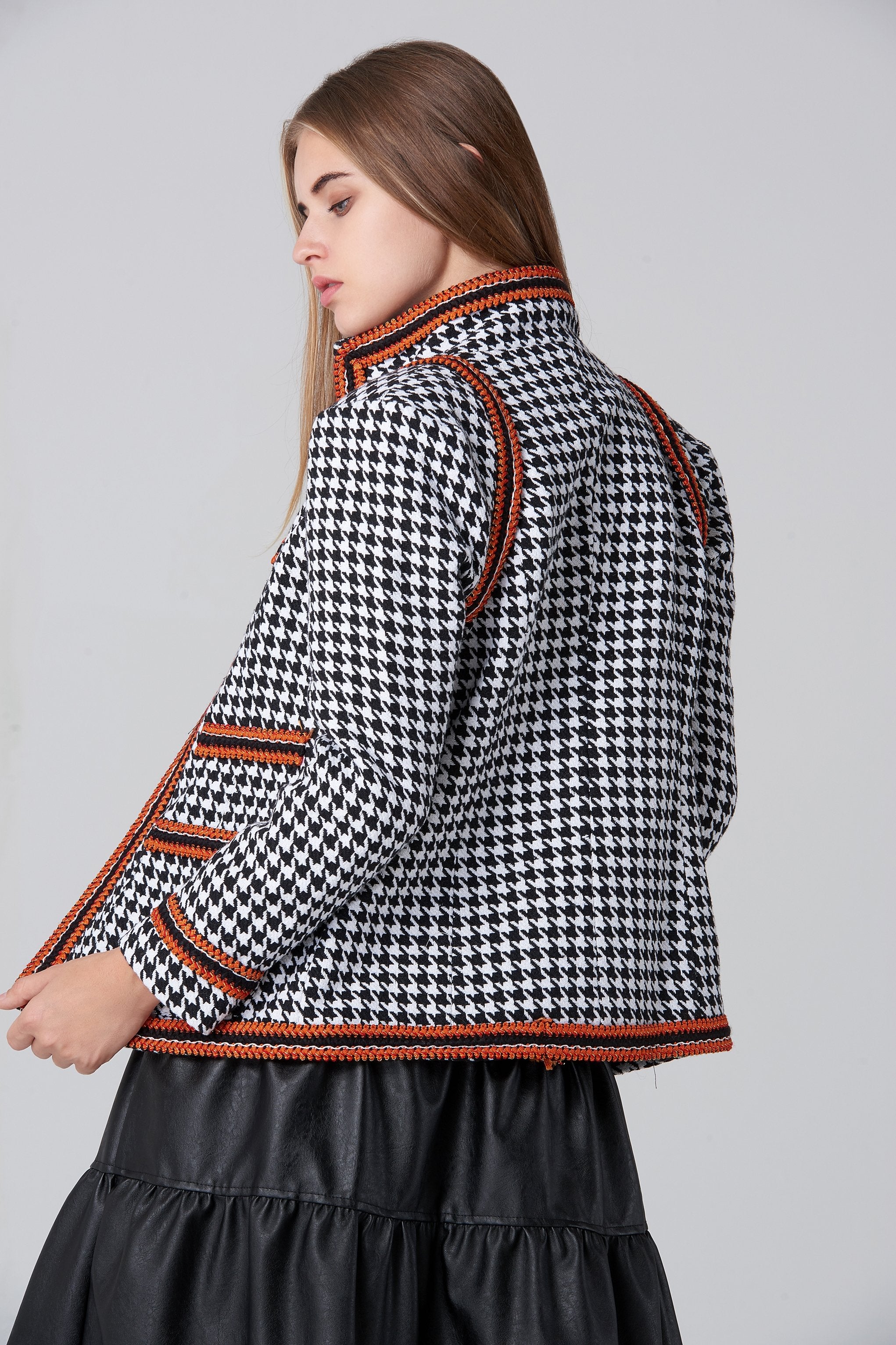 Copper Braid Houndstooth Blazer