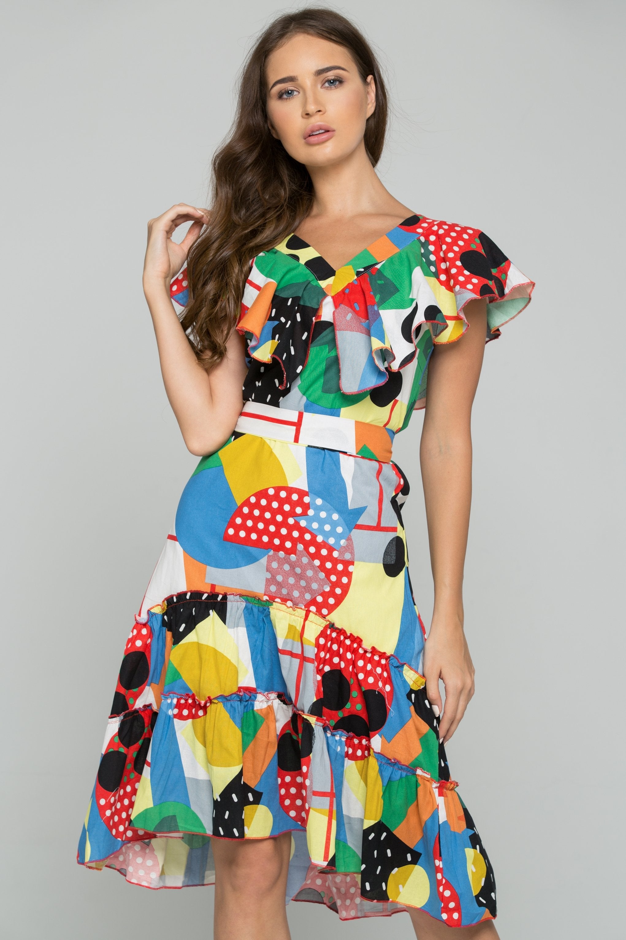 Festive Bardot Bow-belt Midi Dress