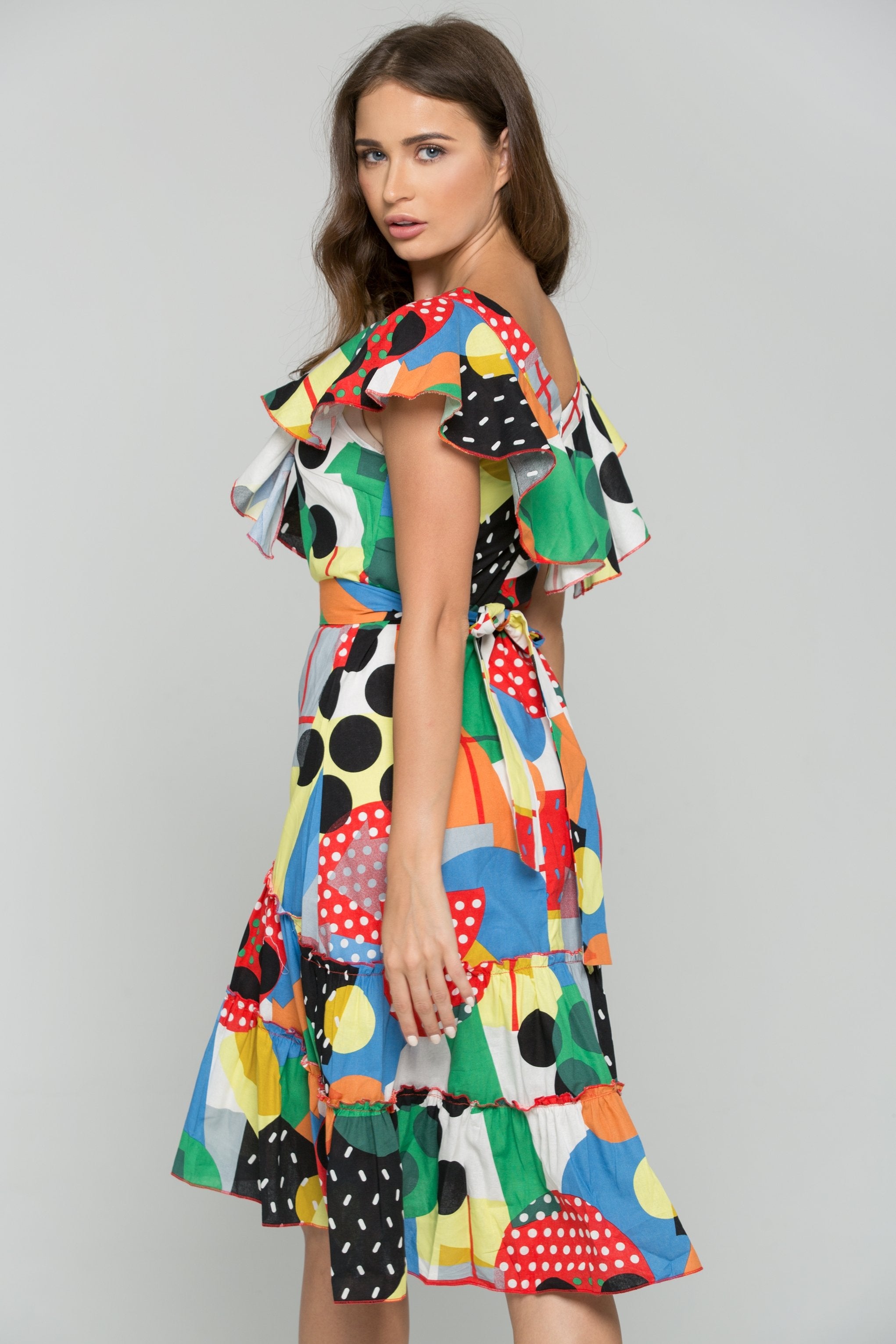 Festive Bardot Bow-belt Midi Dress