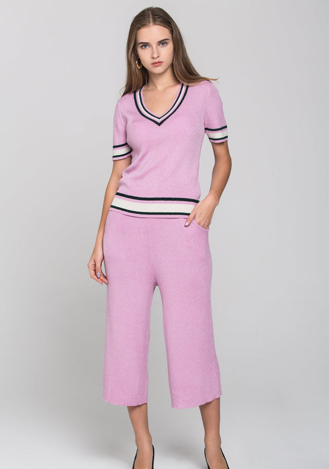 Purple Knit Two Piece Shirt Dress