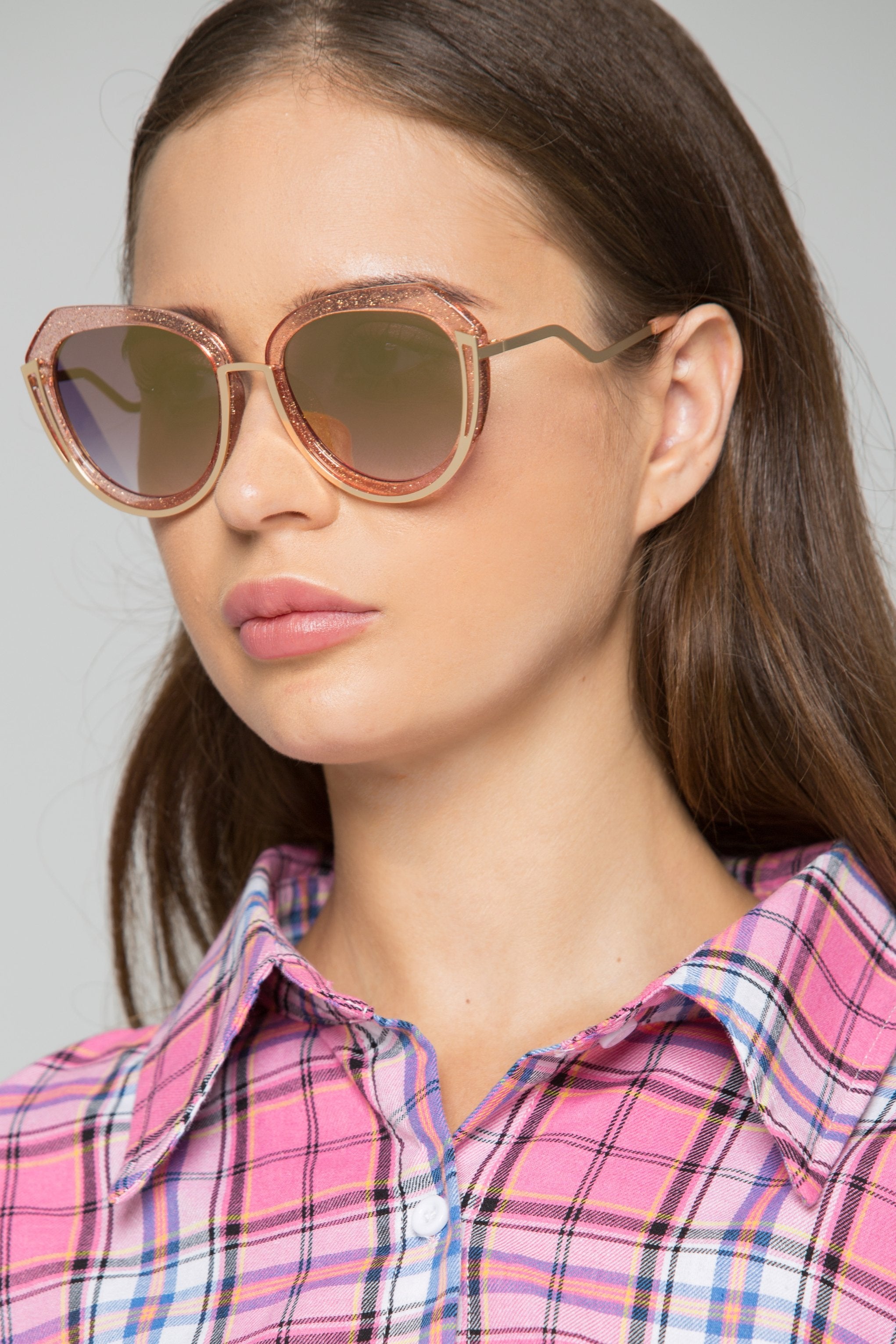 Glitter and Gold Bottom Rim Cat Eye Sunglasses