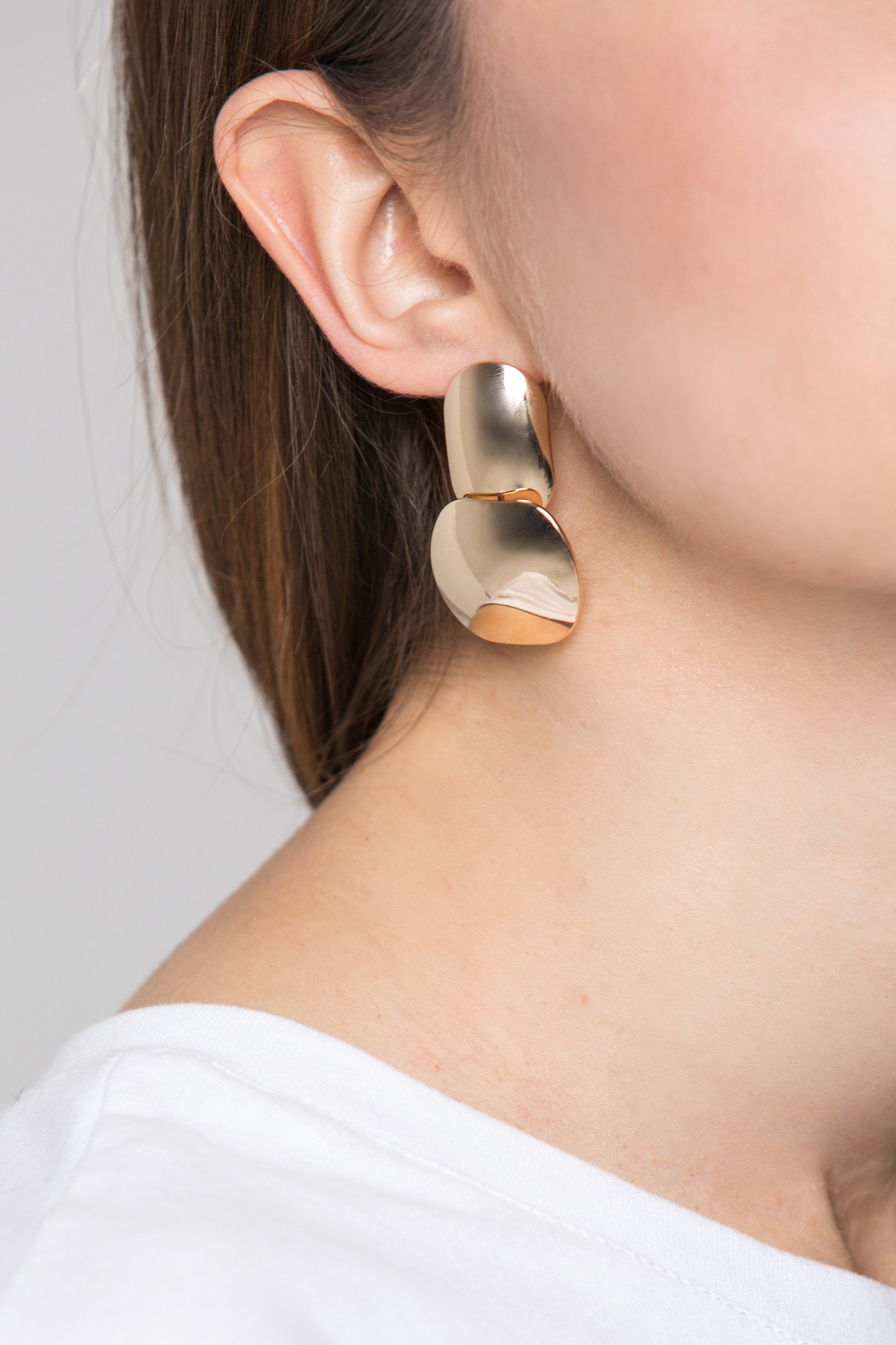 Gold Double Dome Button Earrings