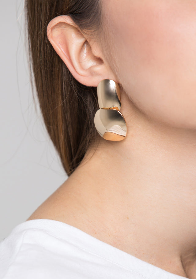 Gold Double Dome Button Earrings