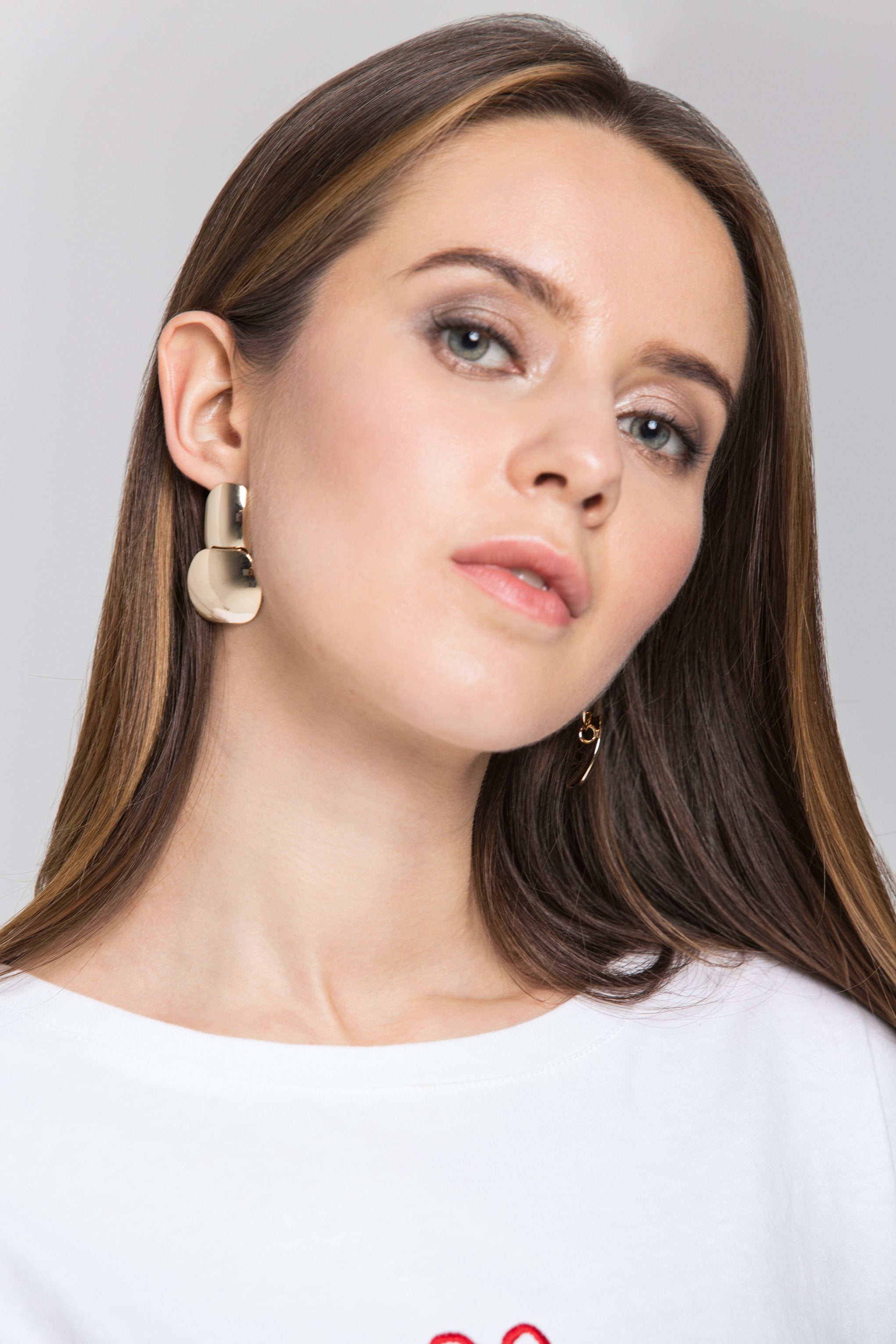 Gold Double Dome Button Earrings