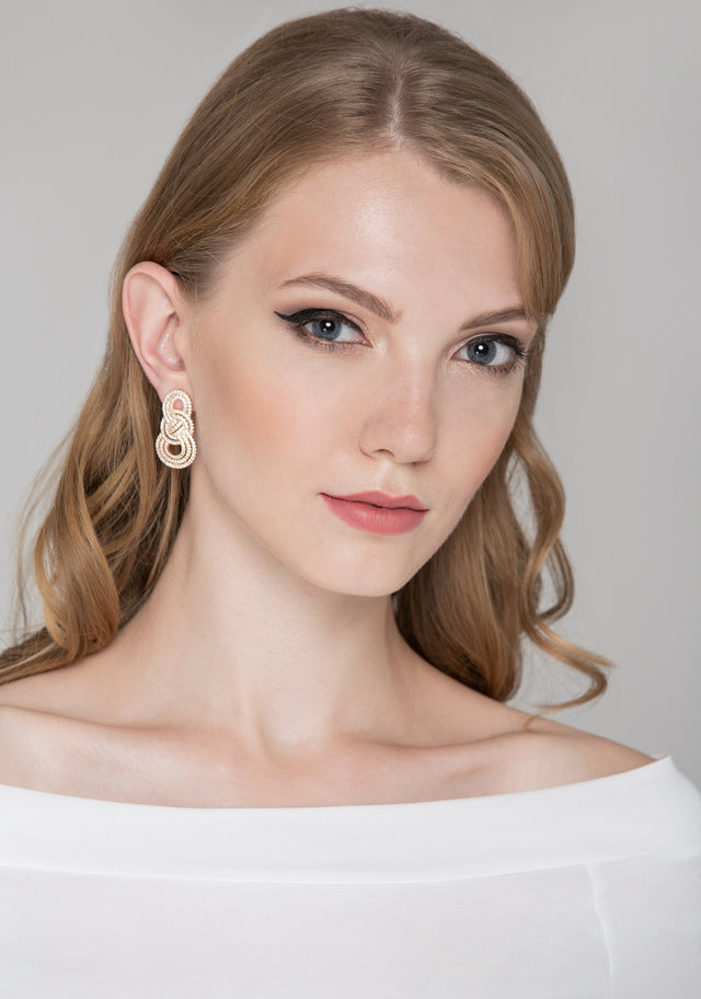 Gold Infinity Loop Diamond Earrings