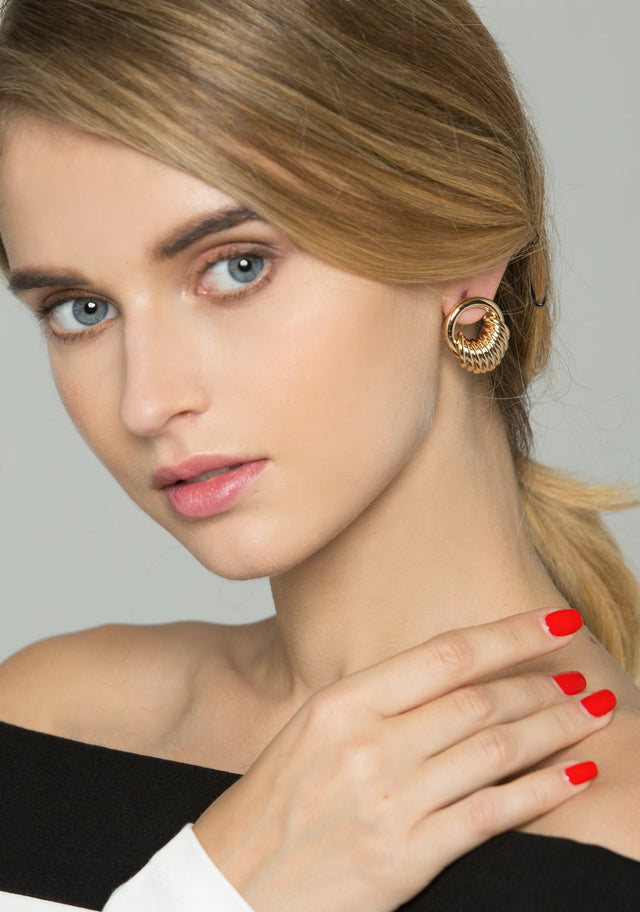 Gold Nano-ring Stud Earrings