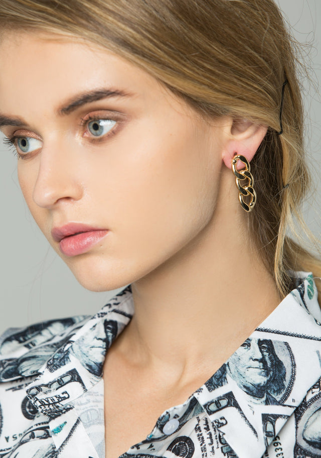 Gold Tri-chain Earrings