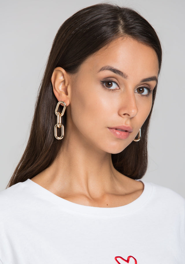 Gold Uneven Chain Earrings