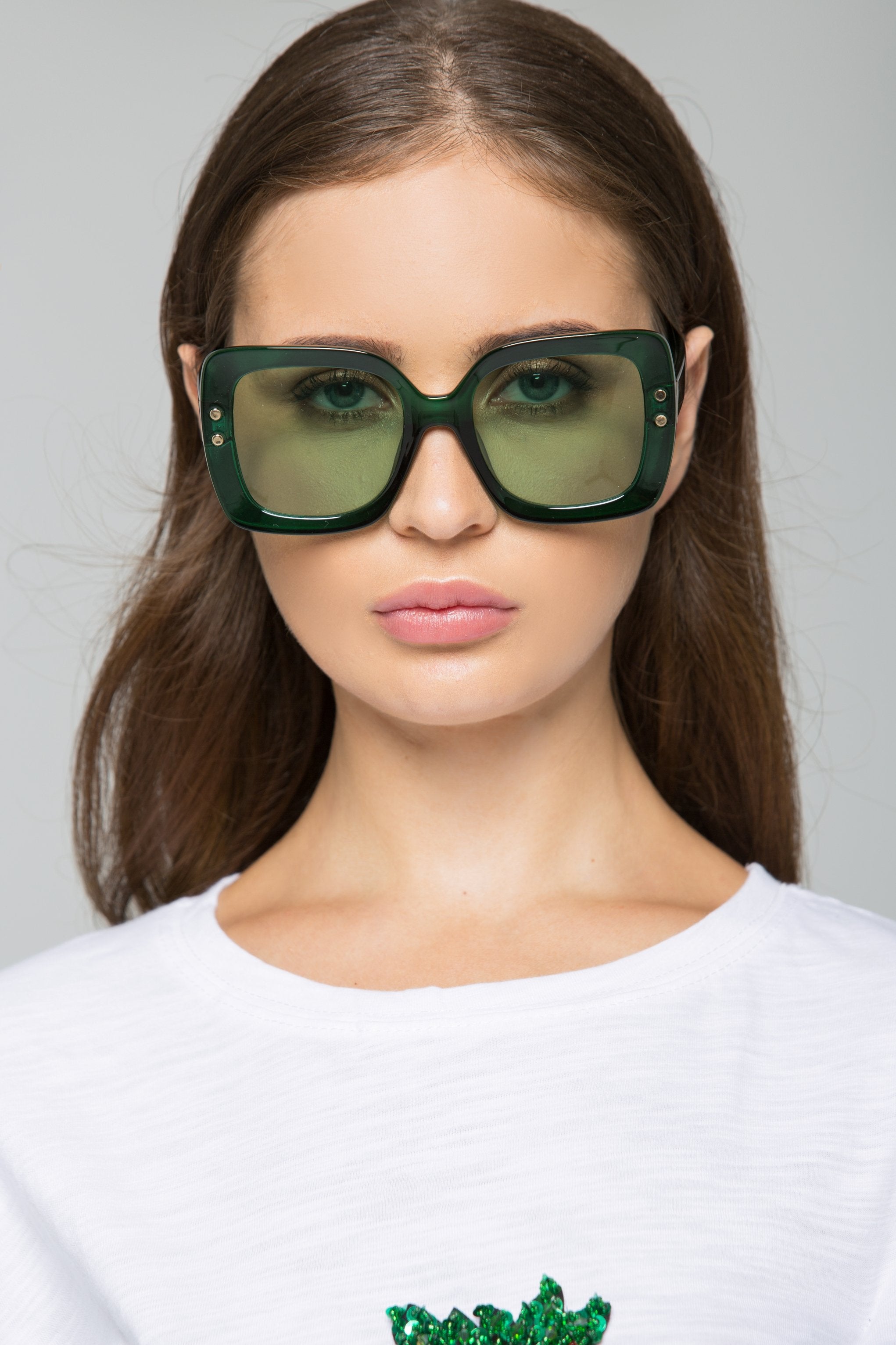 Green Chunky Square Sunglasses