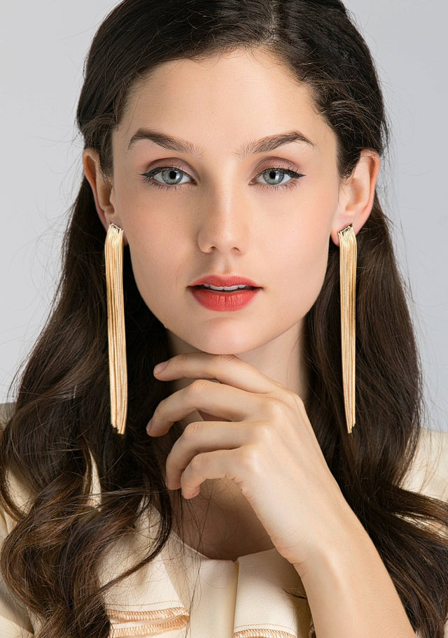 Long Gold Tassel Earrings