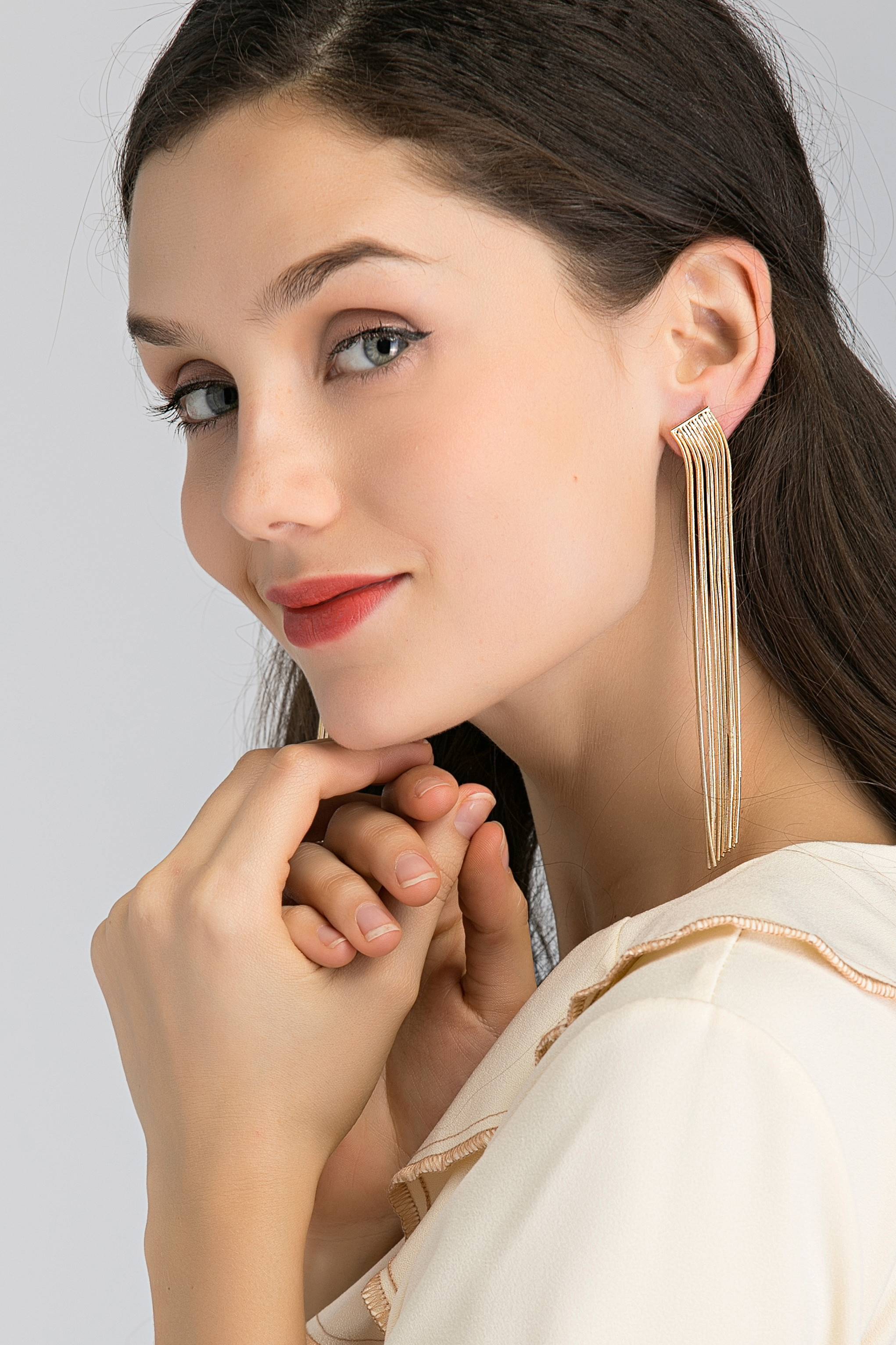 Long Gold Tassel Earrings
