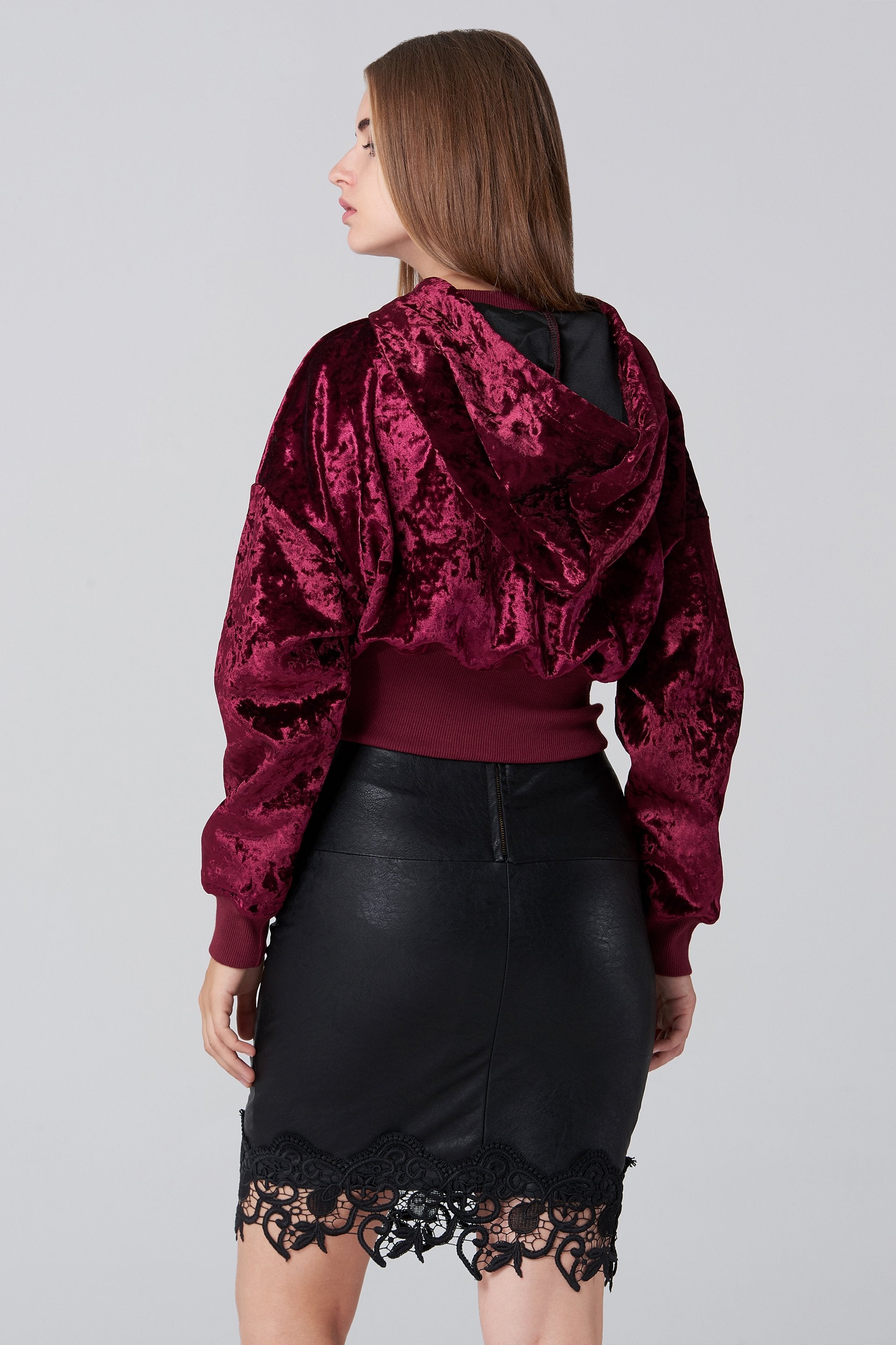 Maroon Velvet Hoodie
