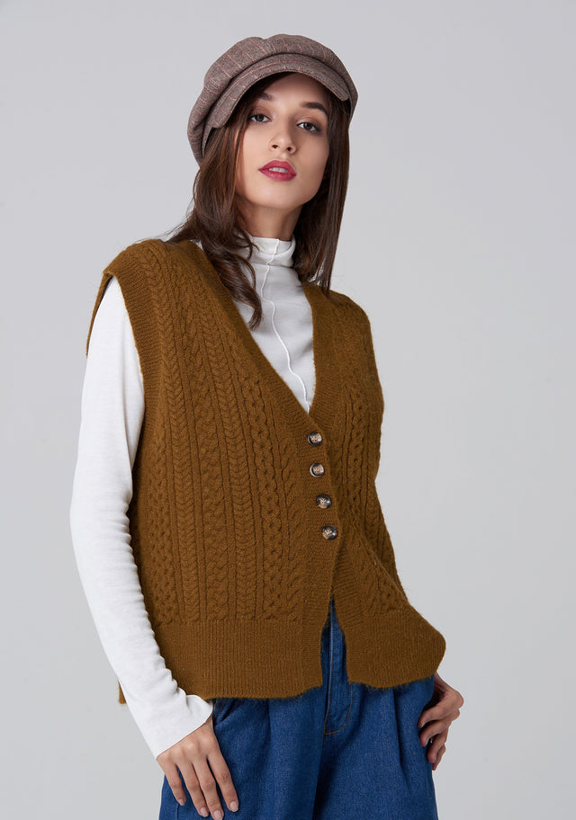 Moss Green Cable Knit Vest