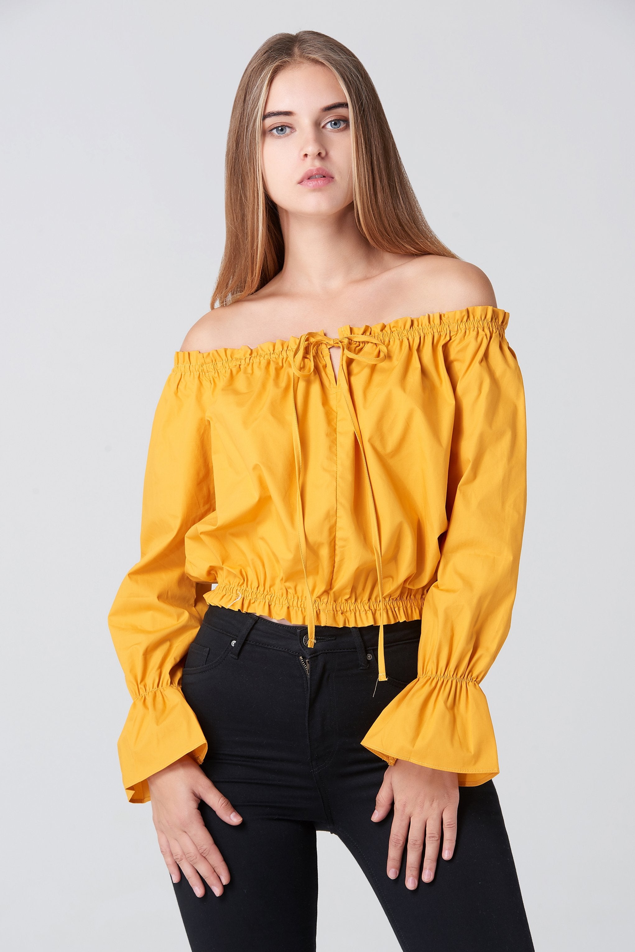 Mustard Sabrina Top