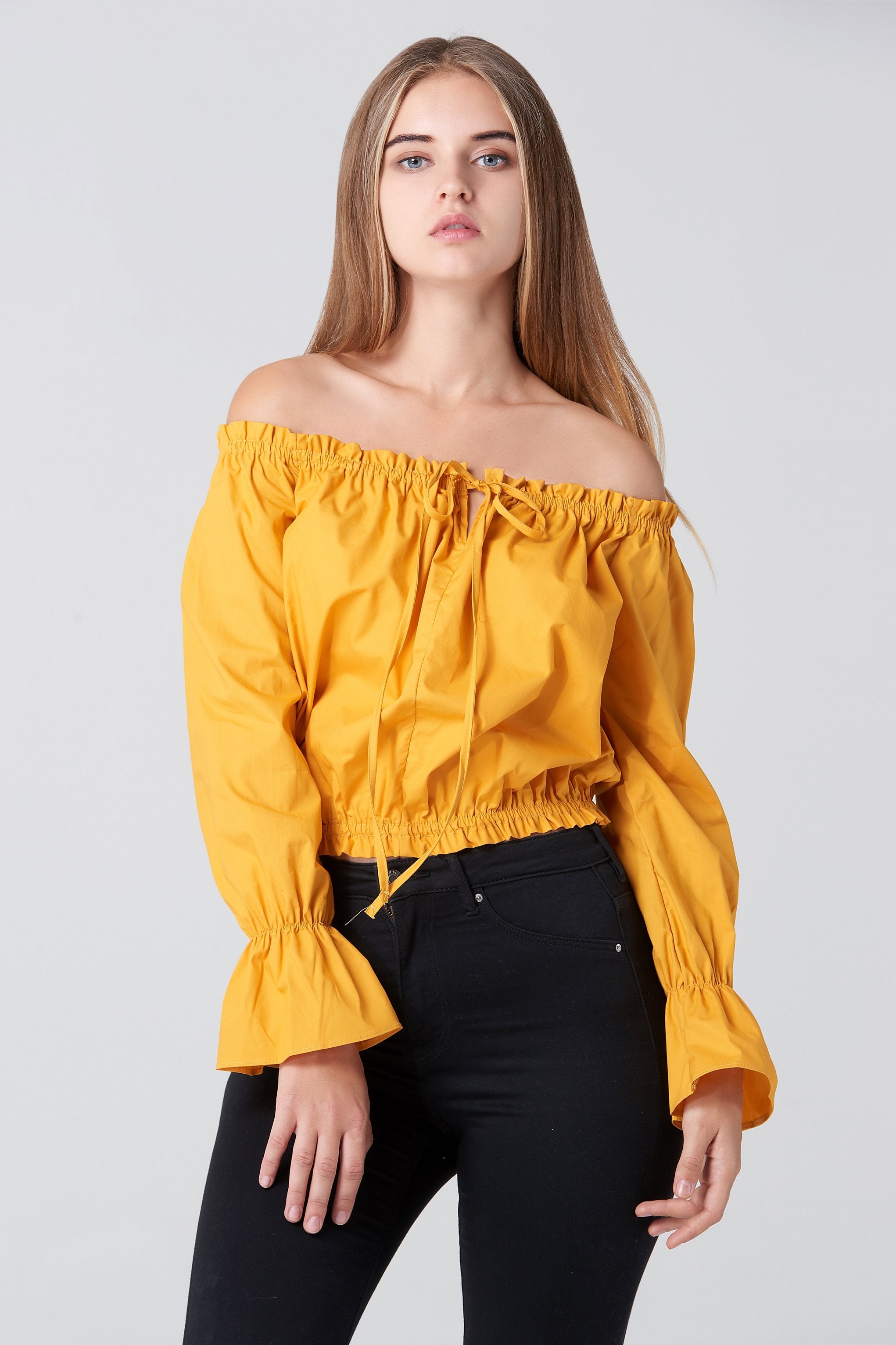 Mustard Sabrina Top