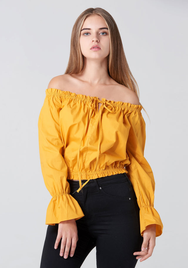 Mustard Sabrina Top