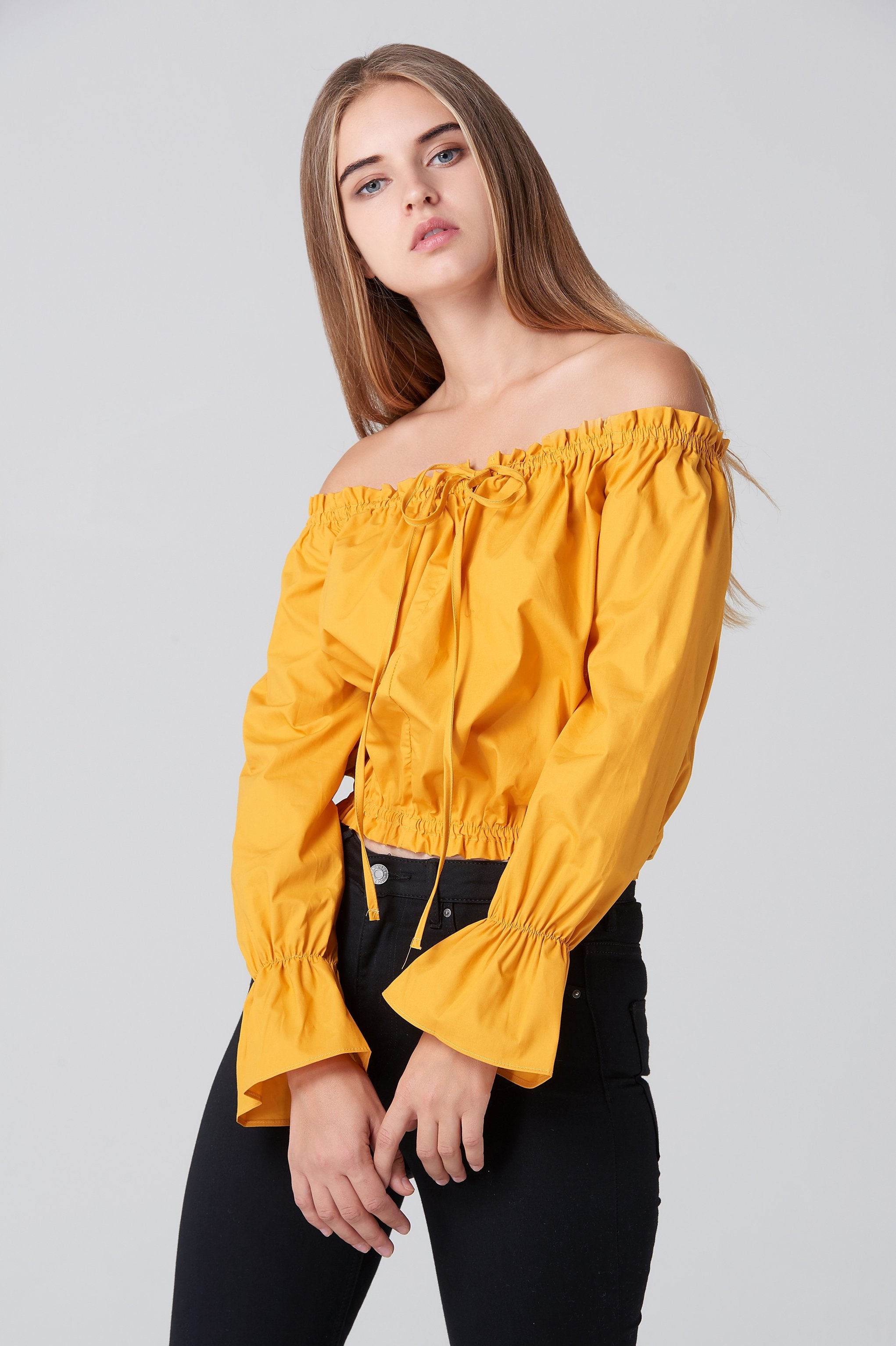 Mustard Sabrina Top