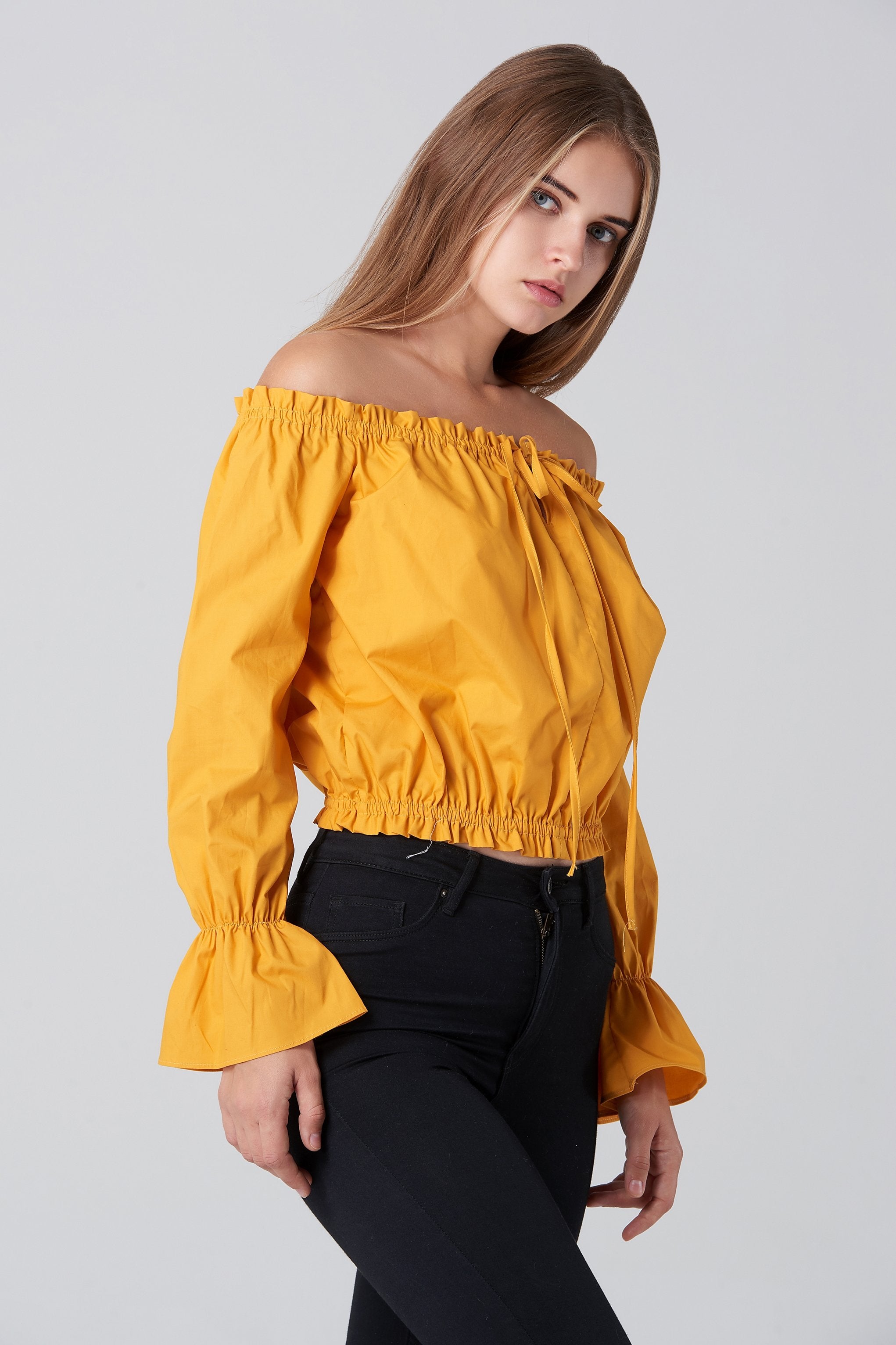 Mustard Sabrina Top