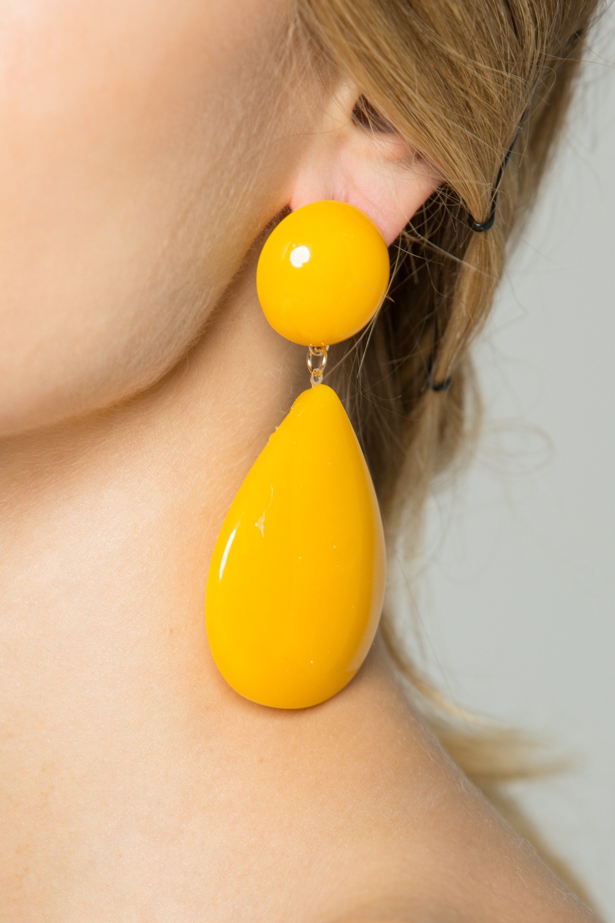 Mustard Teardrop Drop Earrings