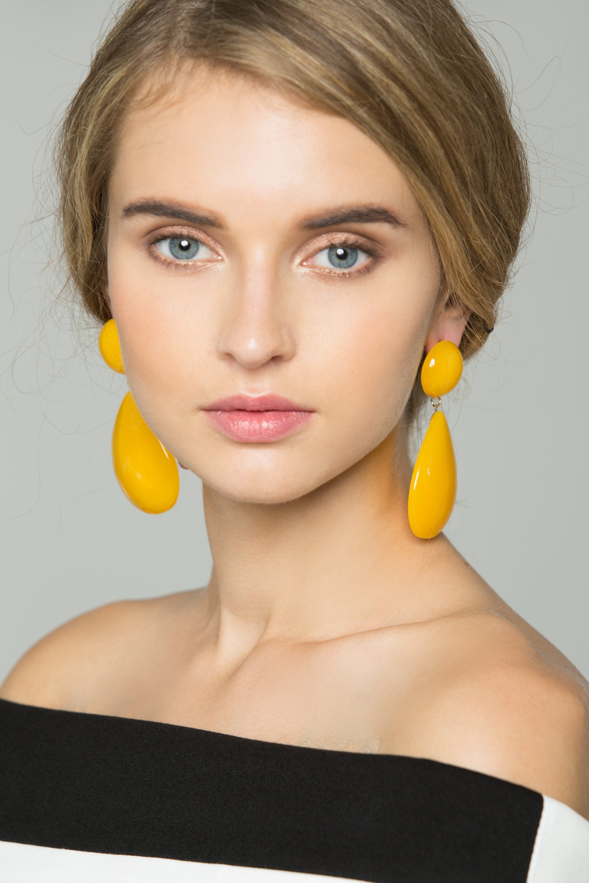 Mustard Teardrop Drop Earrings