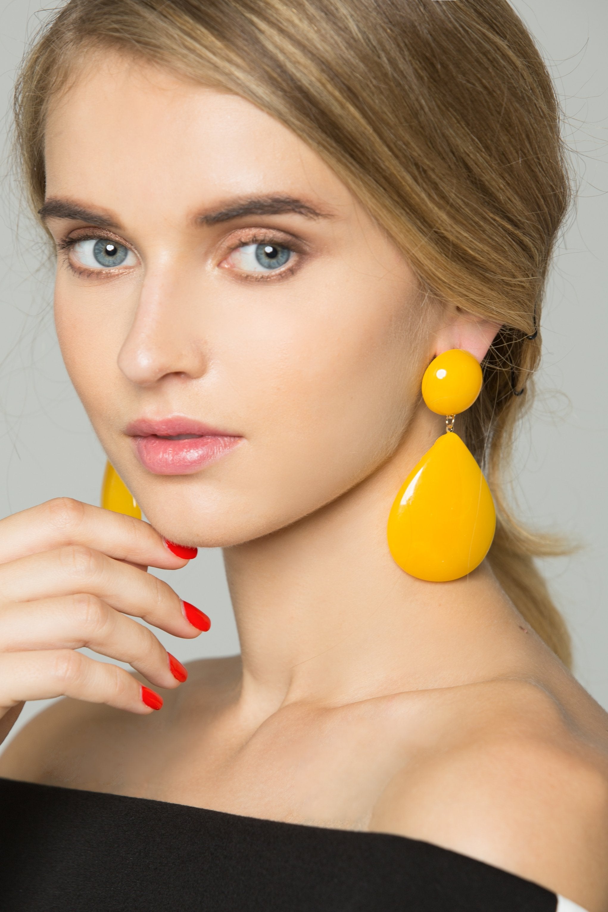 Mustard Teardrop Drop Earrings