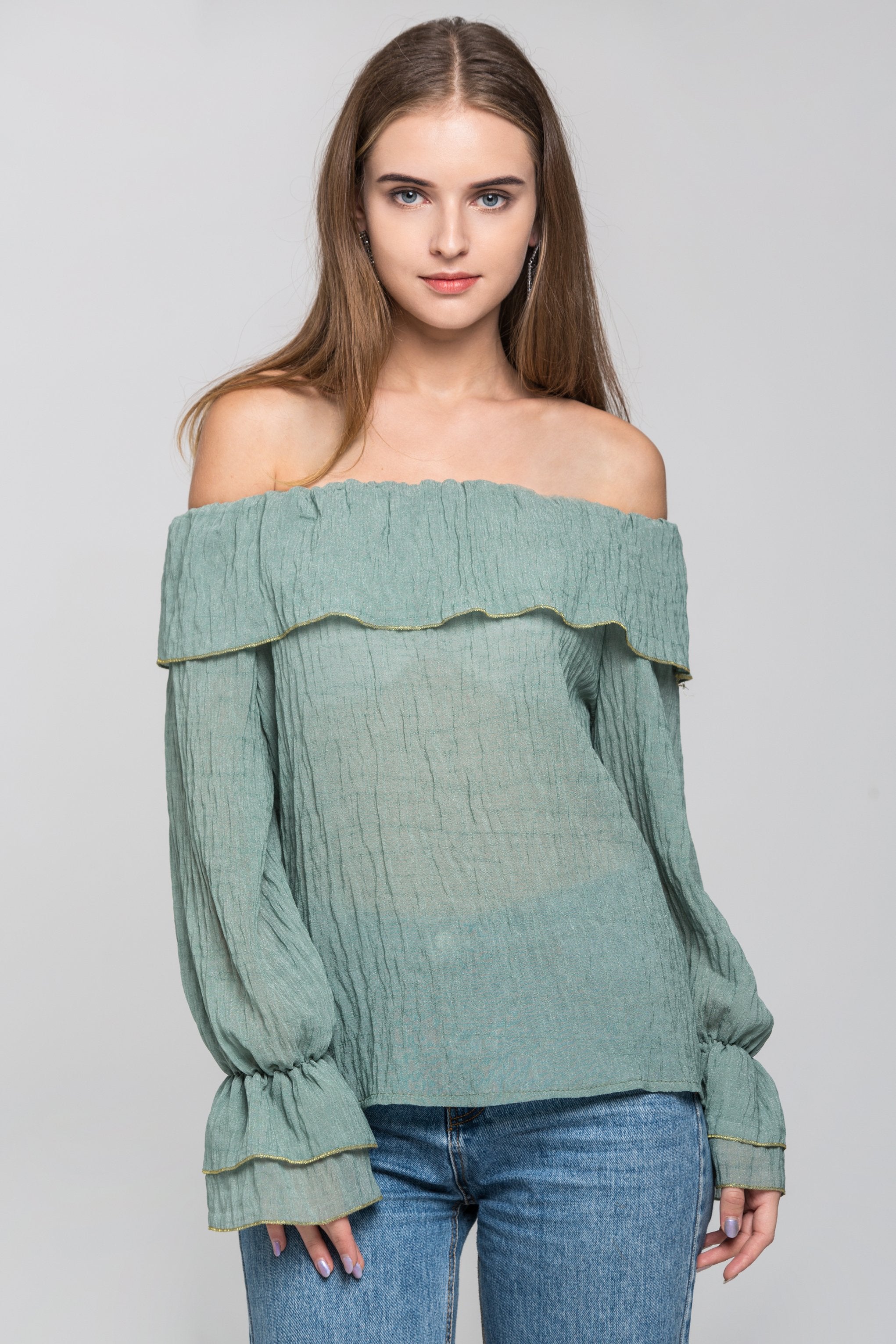 Olive Green Crepe Transparent Belt Strap