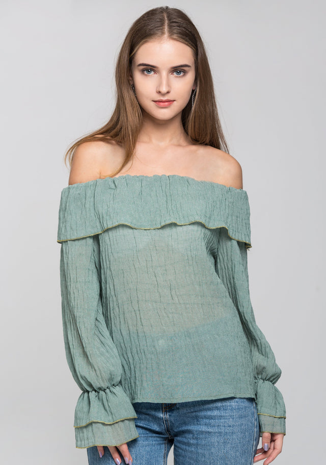 Olive Green Crepe Transparent Belt Strap