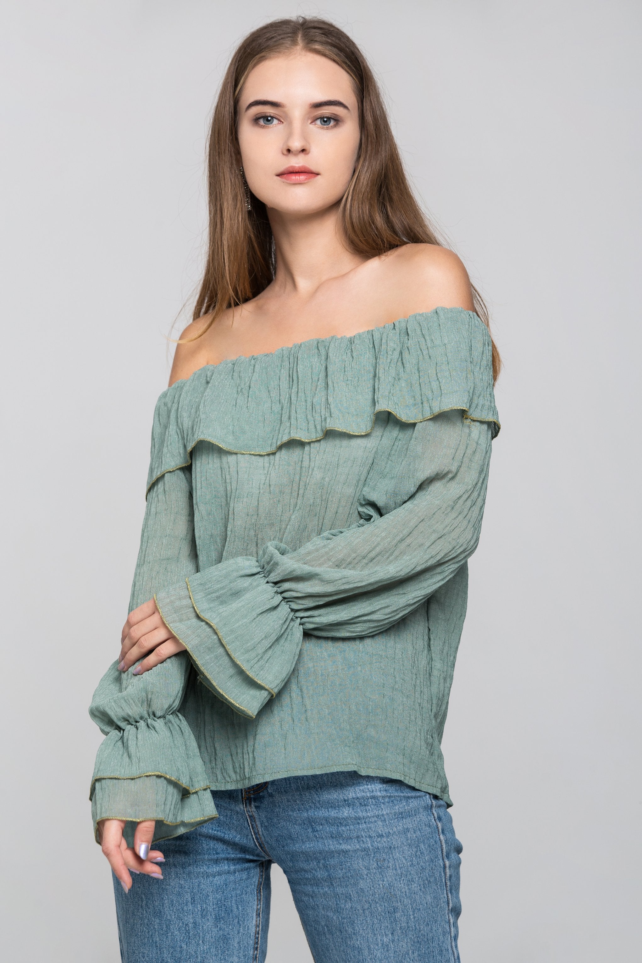 Olive Green Crepe Transparent Belt Strap