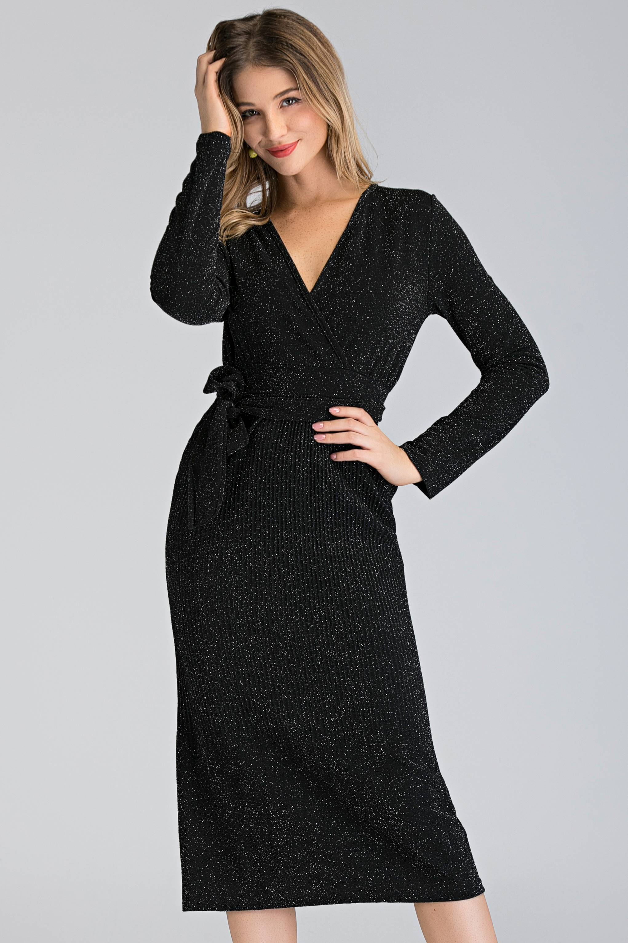 Onyx Micro Pleated Princess Maxi Dress