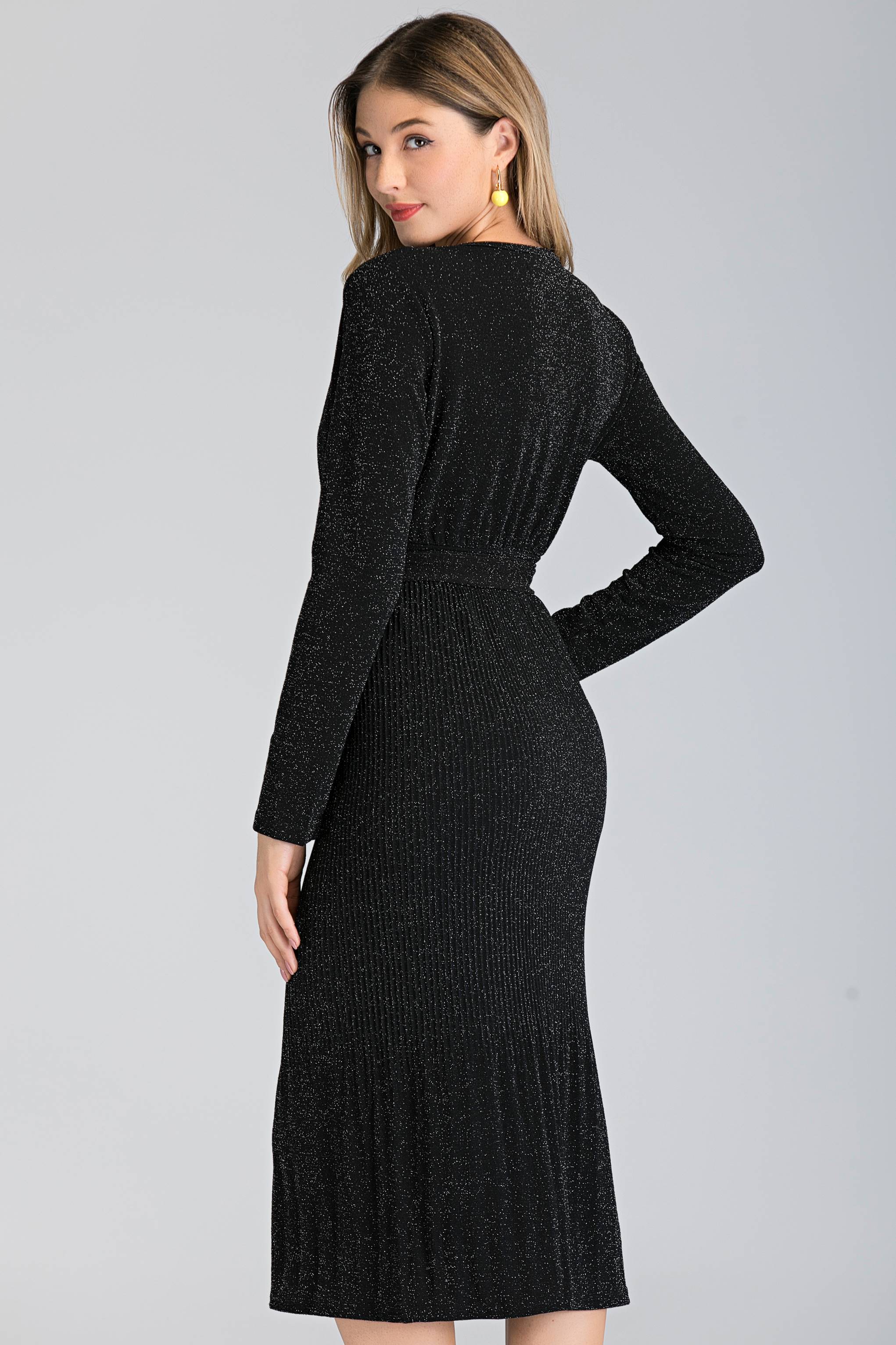 Onyx Micro Pleated Princess Maxi Dress