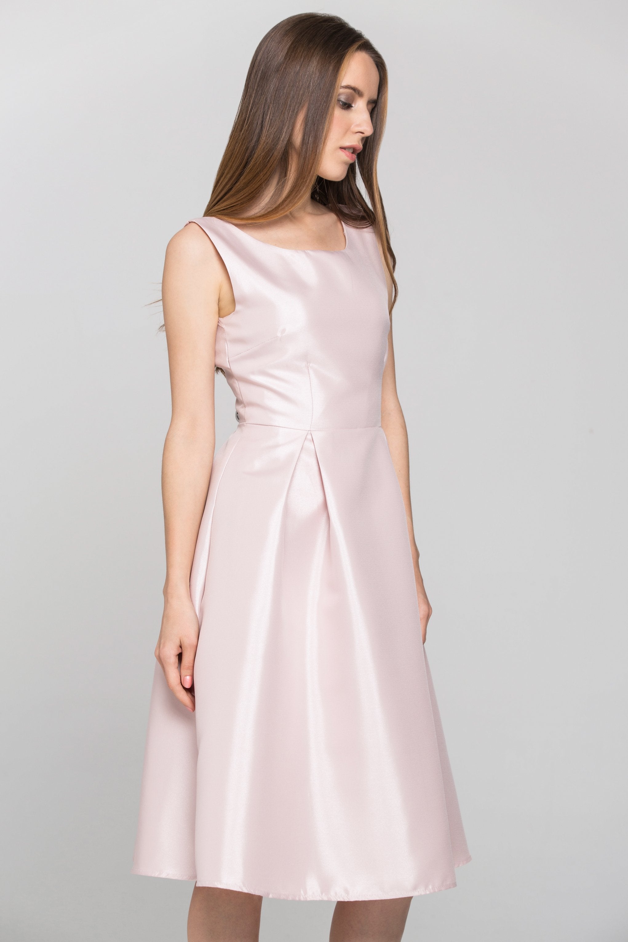 Peach Silk Sleeves Midi Dress