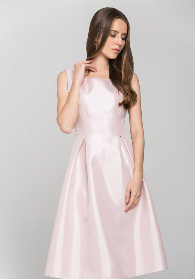 Peach Silk Sleeves Midi Dress