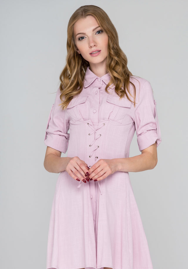 Pink Army Corset Shirt Dress