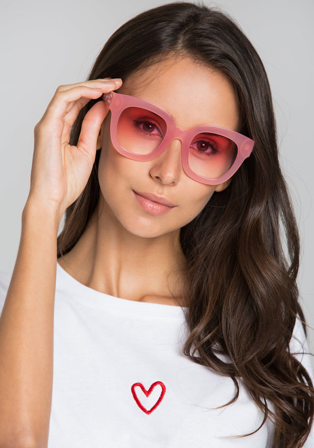 Pink Bubble Gum Transparent Sunglasses