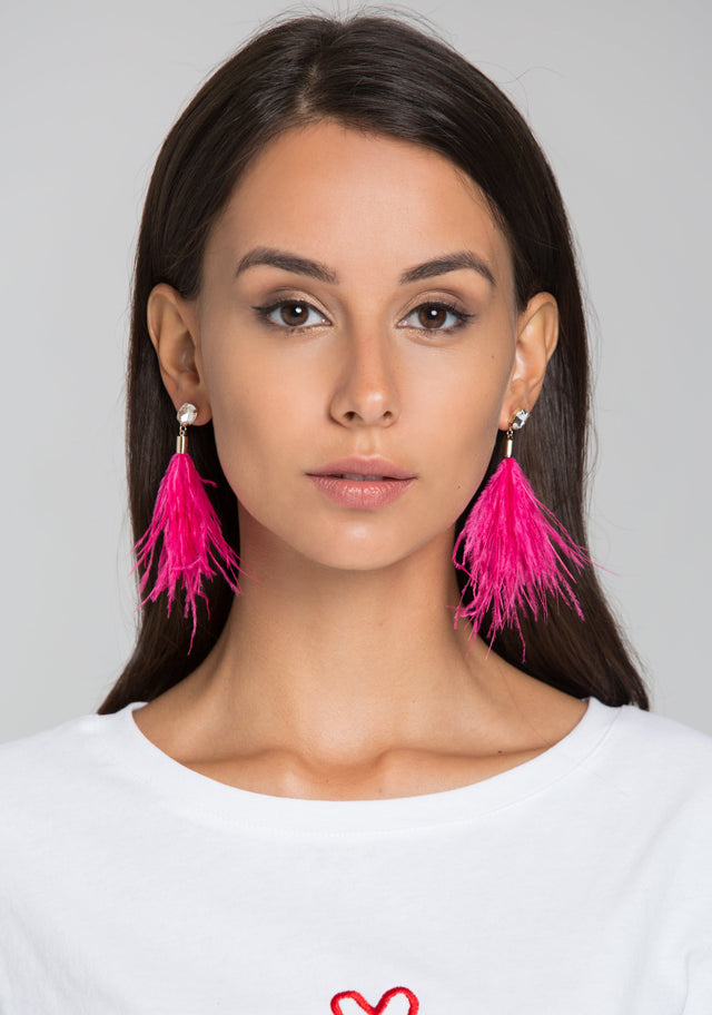 Pink Feather Earrings