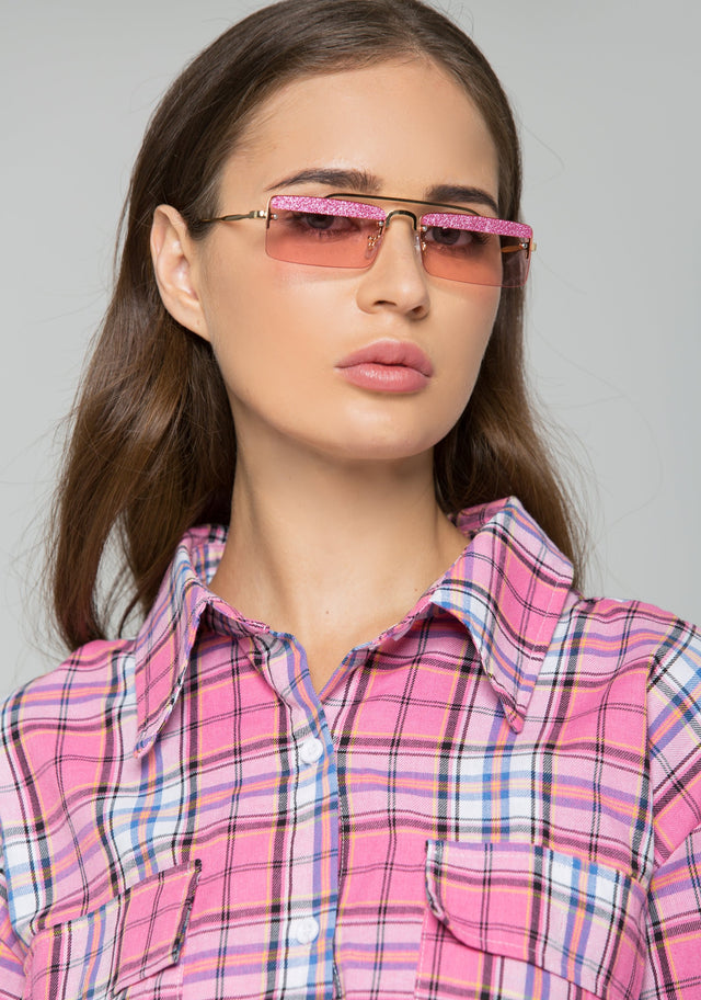 Pink Lens and ShimmerTop Square Sunglasses
