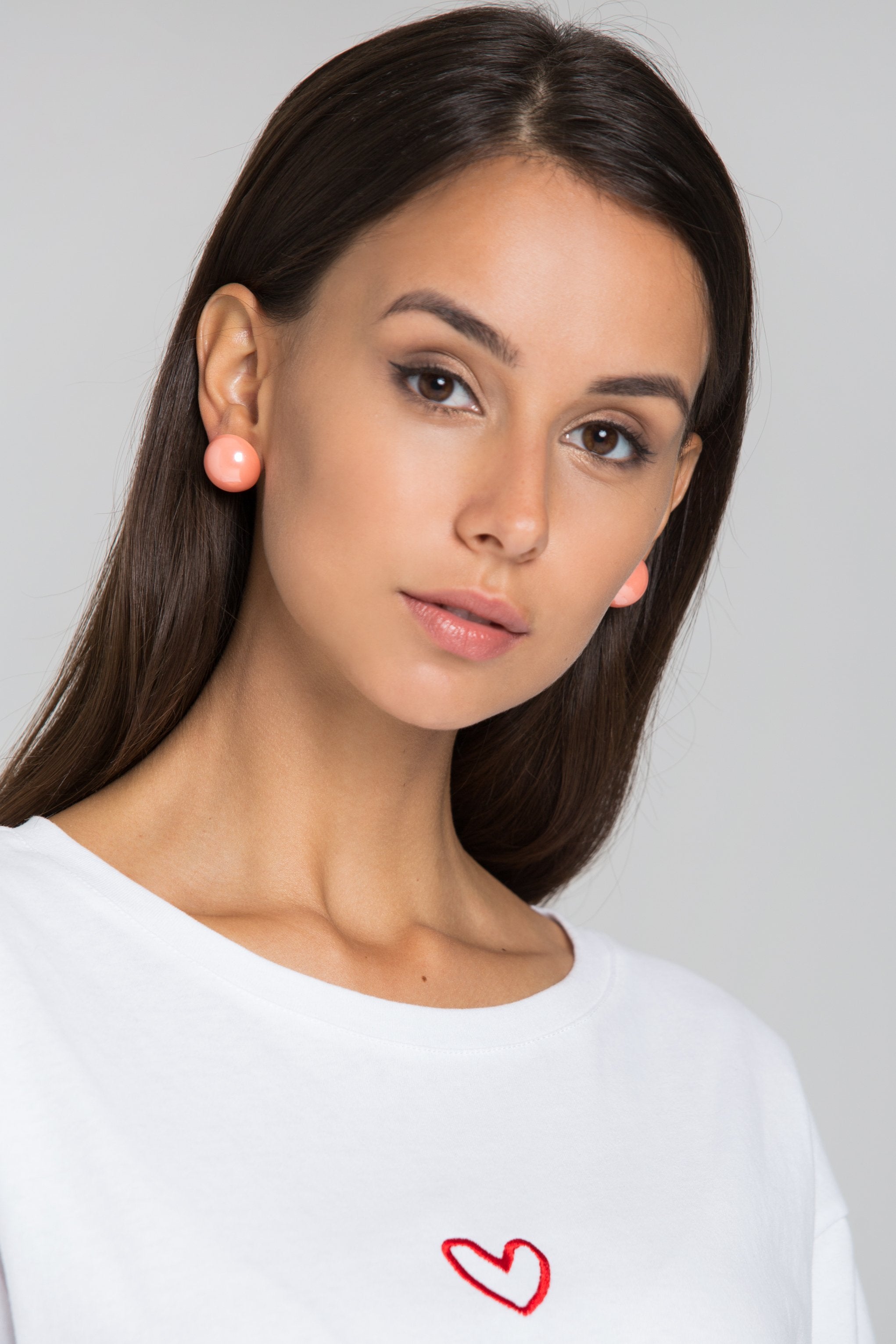 Pink Pearl Button Earrings
