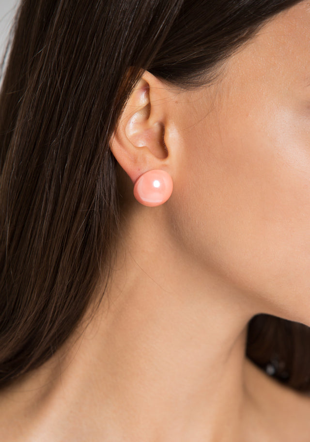 Pink Pearl Button Earrings