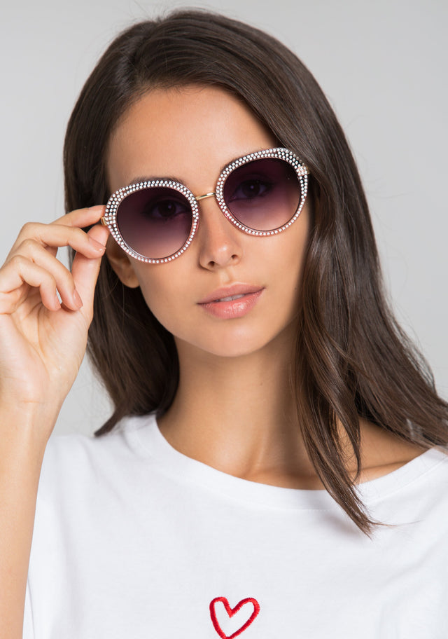 Pink Studded Transparent Sunglasses