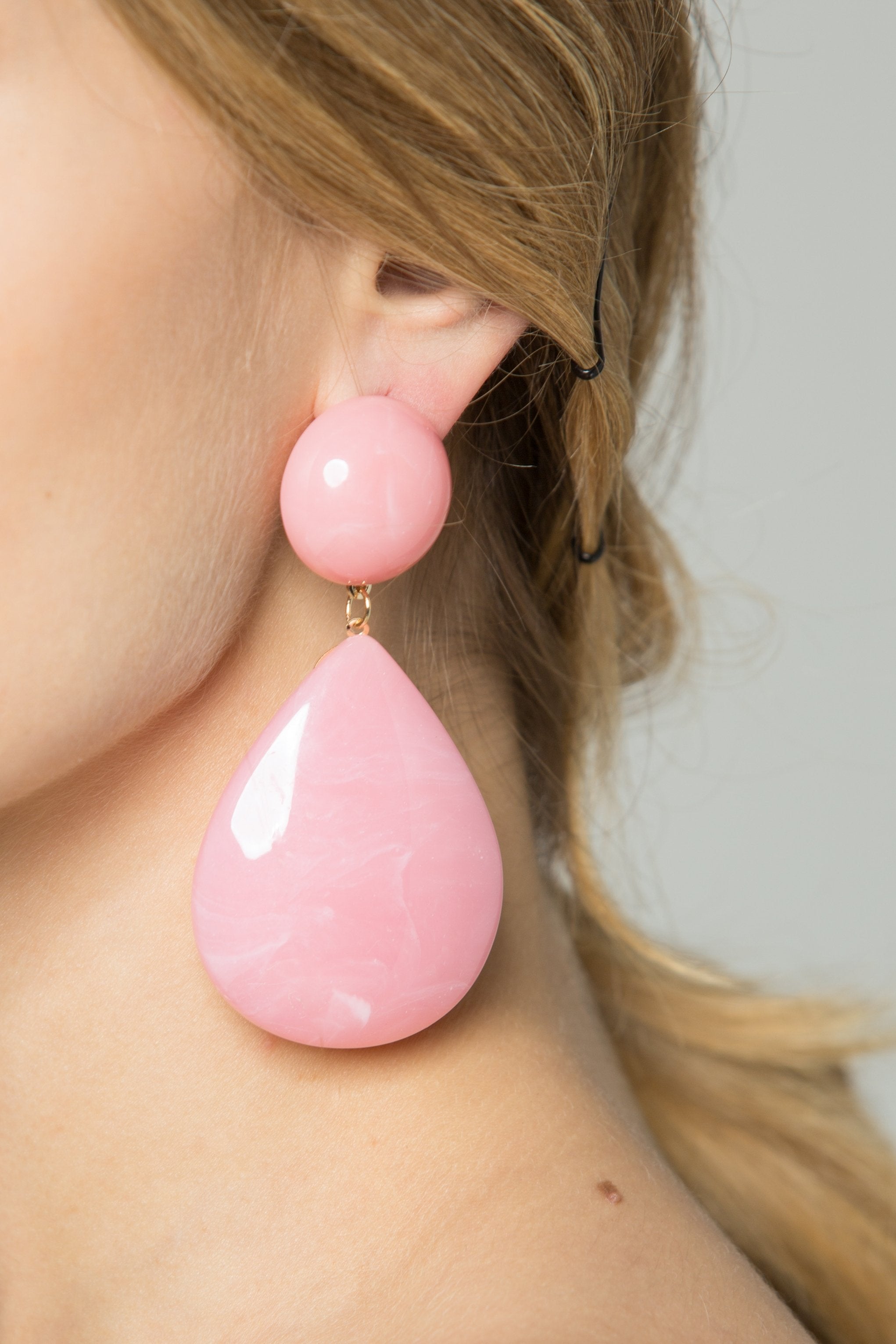 Pink Teardrop Drop Earrings