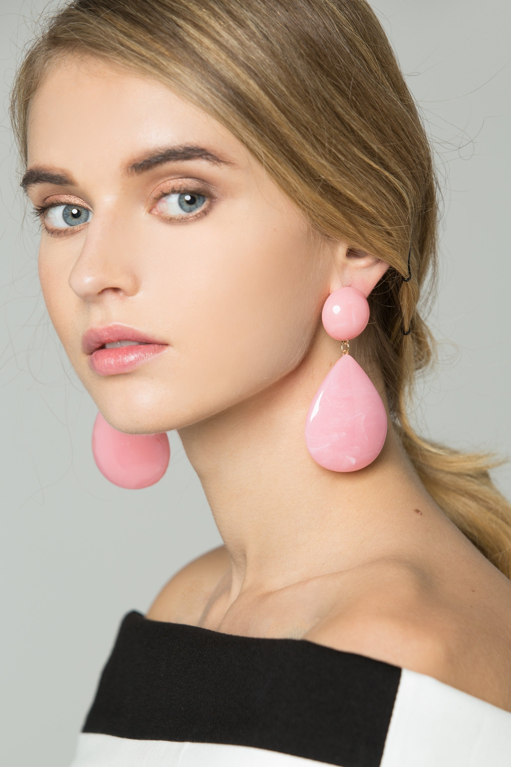 Pink Teardrop Drop Earrings