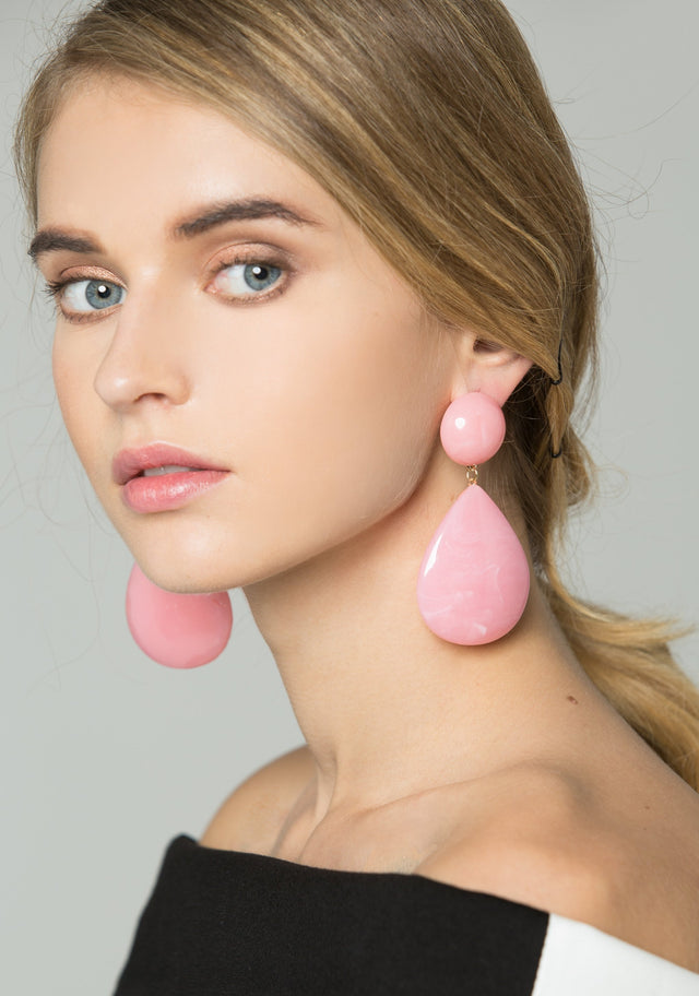 Pink Teardrop Drop Earrings