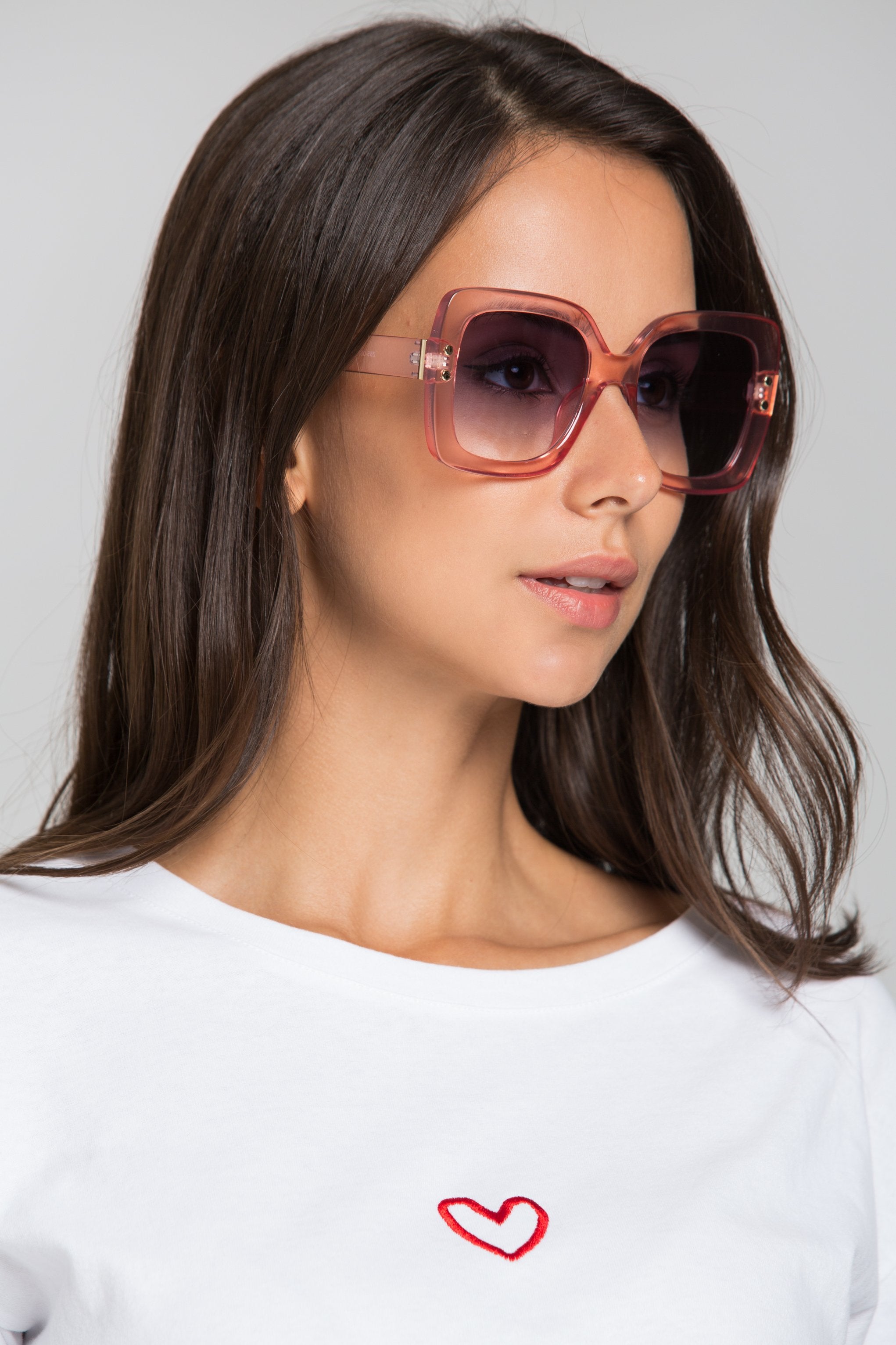 Pink Transparent Square Giselle Sunglasses