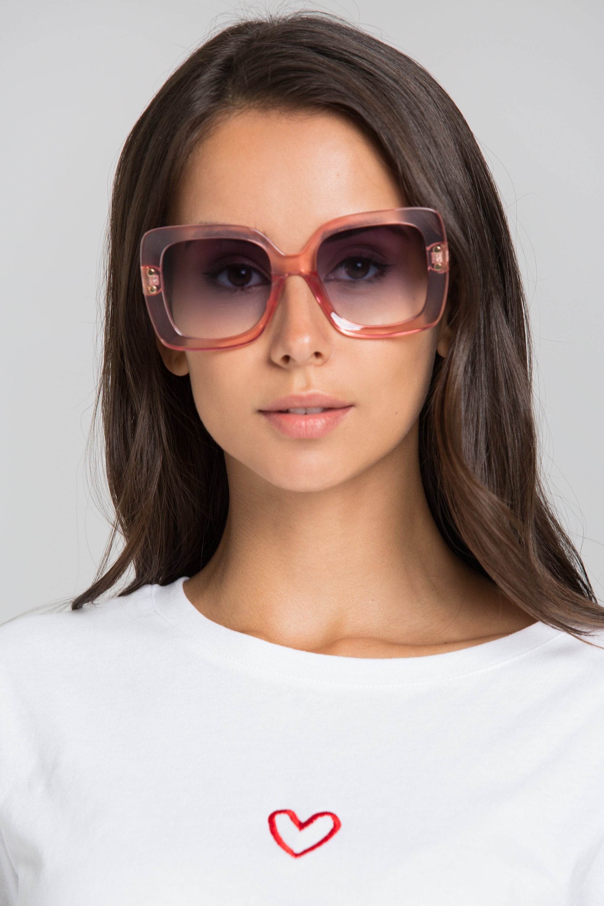 Pink Transparent Square Giselle Sunglasses