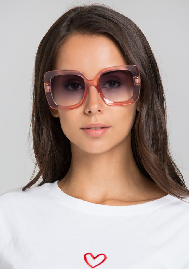 Pink Transparent Square Giselle Sunglasses
