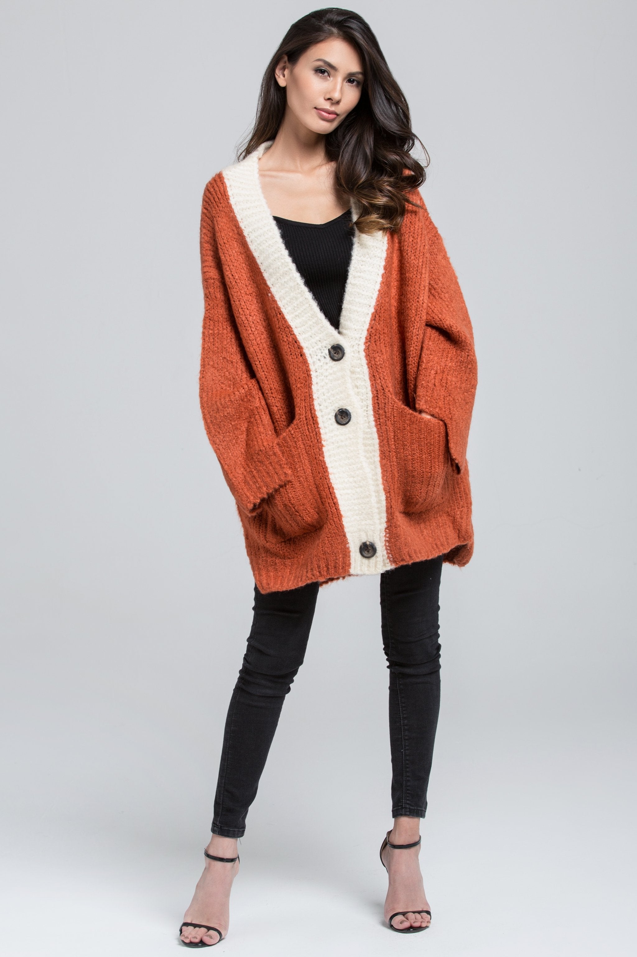 Pumpkin Wool Knit Oversized Cardigan