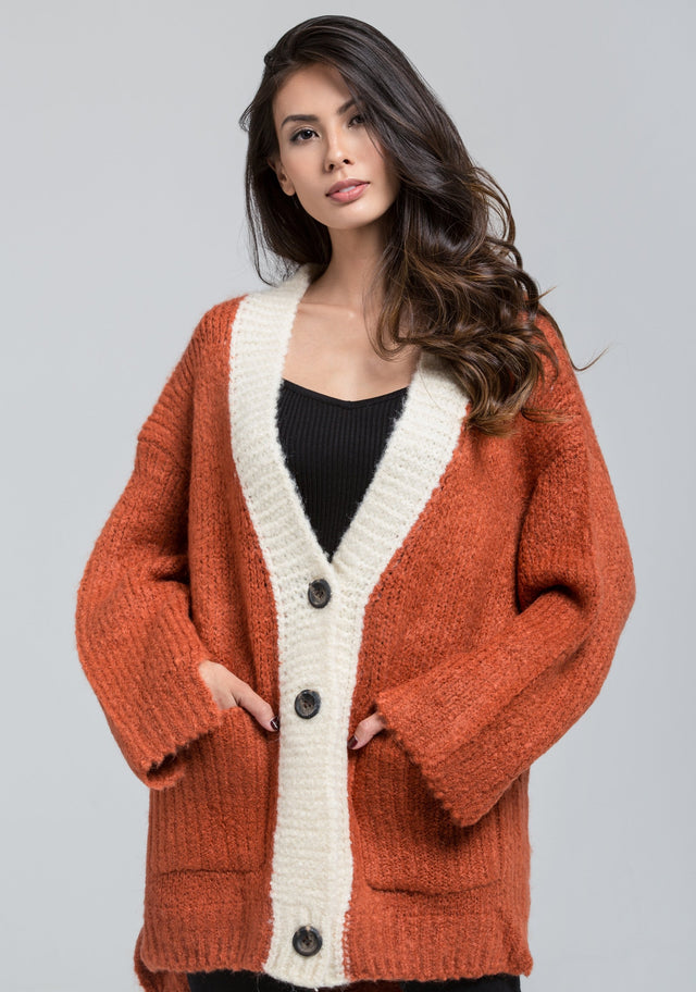 Pumpkin Wool Knit Oversized Cardigan