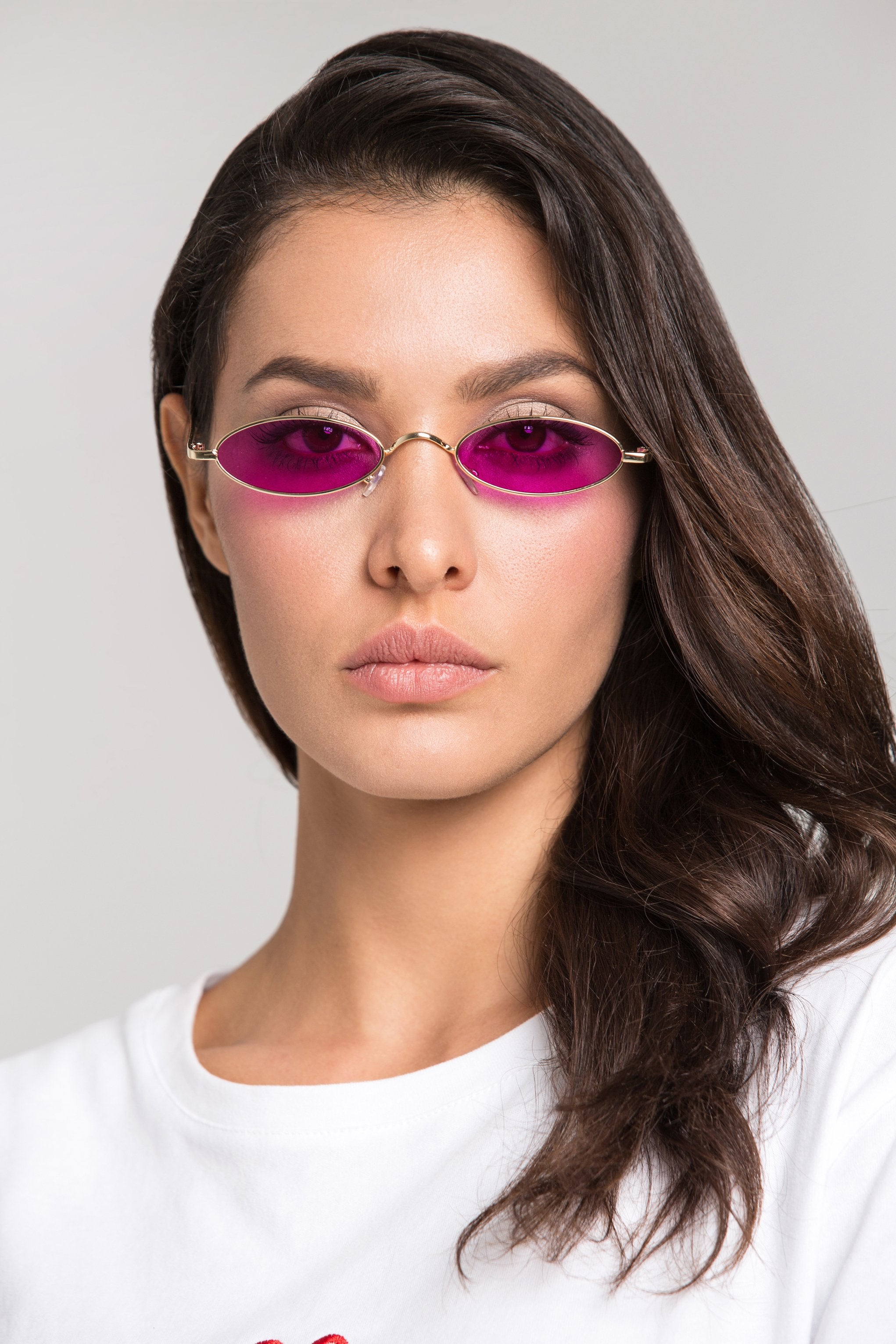 Purple and Gold Super Slim Oval Sunglasses