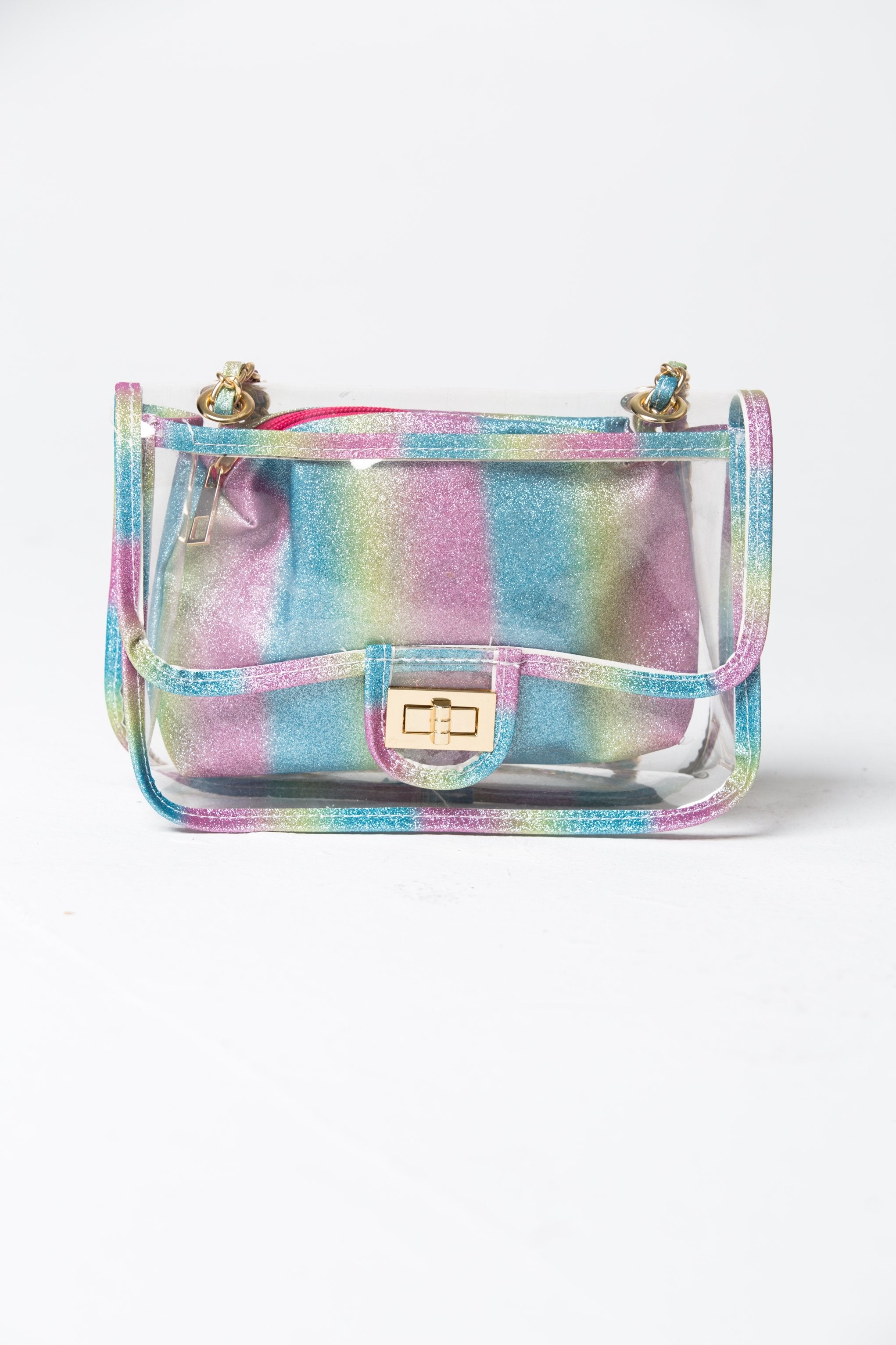 Rainbow Paint Clear Small Tote Messenger Bag